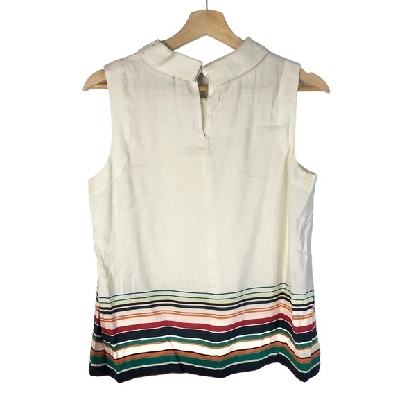 Ann Taylor Petite Ivory White Colorful Stripe Cowl Neck Sleeveless Top SP - Picture 2 of 5